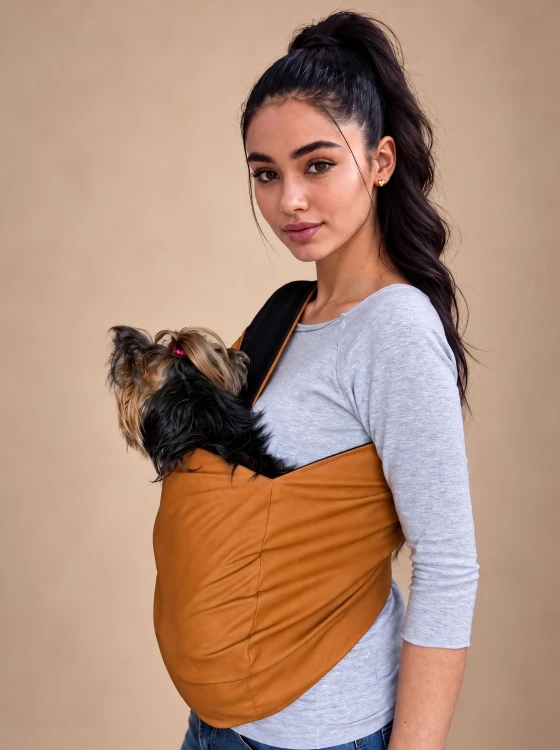Sling dla psa do 5 kg z bawełnianą podszewką.