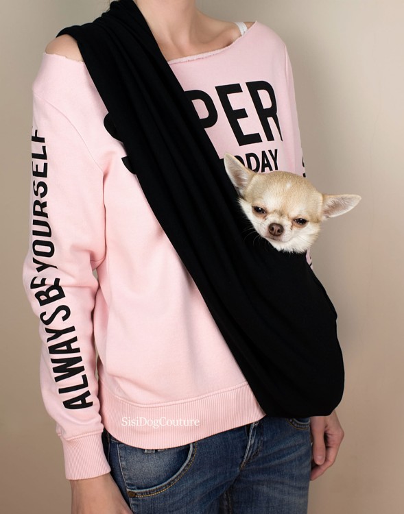 torba dla psa podróżna wygodna chihuahua w czarnym nosidle