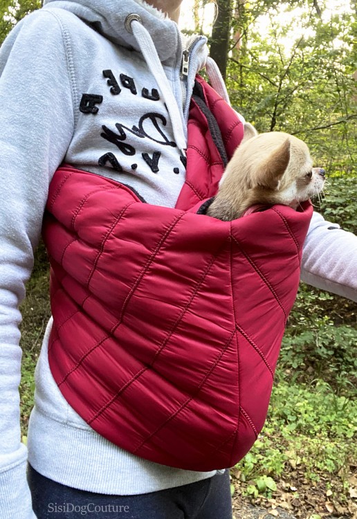 dog sling carrier czerwony dla małego psa